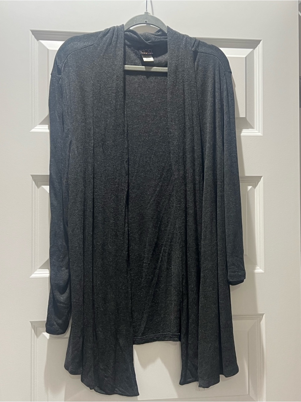 Women’s Black Open-Front Draped Cardigan Sweater